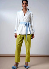 A Model Wearing Multicolor Handloom Cotton Taj Serene Handloom Cotton Co-Ord Set, curated by Only Ethikal