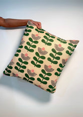 Mid-Modern Reversiable Cotton Cushion Cover- Beige & Green