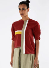 A Model Wearing Red Pure Cotton Roy Madder Red Top, curated by Only Ethikal