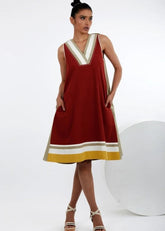 A Model Wearing Multicolor Pure Cotton Muyu Multi Short Dress, curated by Only Ethikal