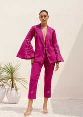 A Model Wearing Pink Hemp Magenta Joy Blazer Co-Ord Set, curated by Only Ethikal