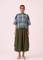 A Model Wearing Multicolor Handwoven Cotton Samovar Blue Handwoven Top, curated by Only Ethikal