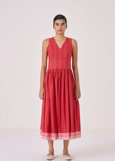 Ishara Handwoven Red Striped Dress