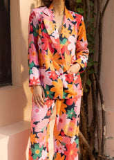 A Model Wearing Multicolor Organic Cotton Bellini Co-Ord Set- Mosaic Pink Print, curated by Only Ethikal