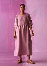 A Model Wearing Lavender Linen Kiri Signature Linen Dress- Lavender, curated by Only Ethikal