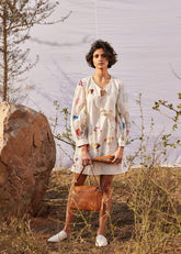 A Model Wearing White Cotton Mul Aam panna curated by Only Ethikal