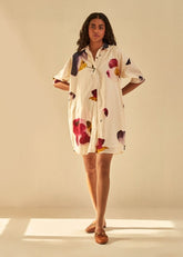 A Model Wearing White Cotton Mul Firefly, curated by Only Ethikal