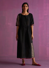 A Model Wearing Black Linen Kiri Signature Linen Dress- Black, curated by Only Ethikal