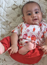 Unisex Organic Koi Red Angarakha & Matching Pants