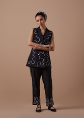 A Model Wearing Black Organic Cotton Raven Blazer Set, curated by Only Ethikal