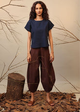 A Model Wearing Blue & Brown, Green & Beige, Green, Brown & Blue Pure Cotton Roots Sevi Suga Set (2 PCS), curated by Only Ethikal