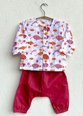 Unisex Organic Koi Red Kurta & Matching Pants