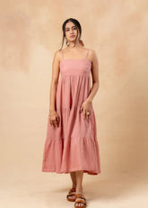 A Model Wearing Pink Organic Cotton Cloudberry Kiss Dress, curated by Only Ethikal