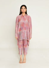 A Model Wearing Multicolor Cotton Bemberg Plosky Cloud Long Shirt, curated by Only Ethikal