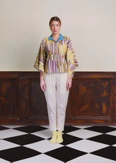 A Model Wearing Multicolor Pure Cotton Footnote In Indigo Shirt, curated by Only Ethikal