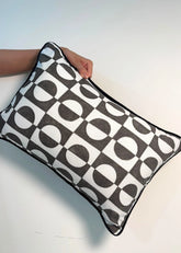 Retro Check Cotton Rectangle Cushion Cover- Black & White