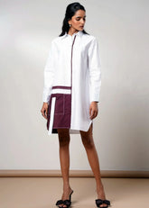 A Model Wearing Multicolor Cotton Poplin Nina Cotton Poplin Short Dress, curated by Only Ethikal