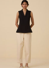 A Model Wearing Black Wool Cotton Maira Black Waistcoat , curated by Only Ethikal