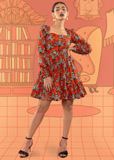 A Model Wearing Red Cotton Suzy Mini Dress, curated by Only Ethikal