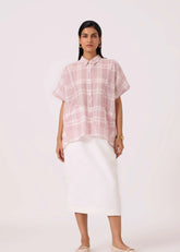 A Model Wearing Multicolor Handwoven Cotton Sibyl Checkered Handwoven Shirt, curated by Only Ethikal