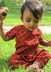 Unisex Organic Madder Raidana Print Angrakha Top & Pants