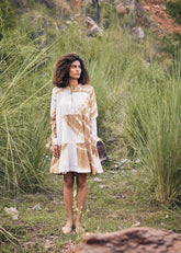 A Model Wearing White Pure Cotton Sandy Strings Dress curated by Only Ethikal