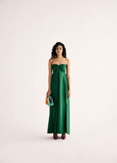 A Model Wearing Green Poplin Emerald Gaze Gown curated by Only Ethikal
