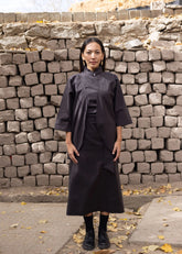 A Model Wearing Grey Cotton Linen Grey Cotton Linen Shambala Slip On, curated by Only Ethikal