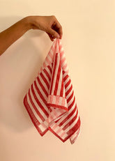Pink & Red Stripes Cotton Square Scarf