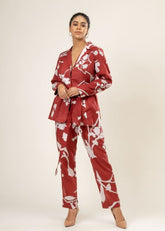 A Model Wearing Multicolor Upcycled Cotton Sybil Printed Set, curated by Only Ethikal