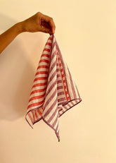 Purple & Red Stripes Cotton Square Scarf