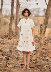 A Model Wearing White Cotton Mul Hortensia curated by Only Ethikal