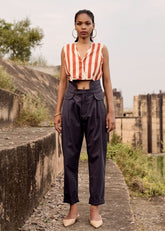 A Model Wearing Multicolor,Pure Cotton Caroline Crop Top curated by Only Ethikal