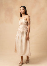 A Model Wearing Beige Organic Cotton Kiteberry Dress, curated by Only Ethikal