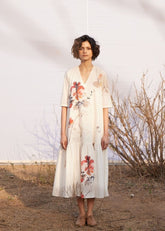 A Model Wearing White Cotton Mul Surfinia curated by Only Ethikal