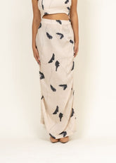 A Model Wearing Multicolor Upcycled Cotton Marcela Printed Skirt, curated by Only Ethikal