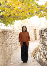 A Model Wearing Brown Cotton Linen Brown Cotton Linen Shambala Slip On, curated by Only Ethikal