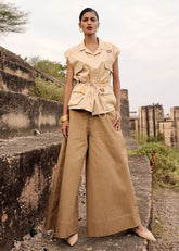 A Model Wearing Beige Pure Cotton Owlet Top curated by Only Ethikal