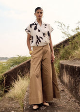 A Model Wearing Brown Pure Cotton Serina Trouser curated by Only Ethikal