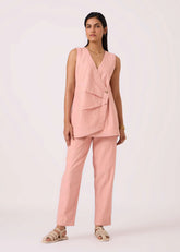 A Model Wearing Pink Handwoven Cotton Karenin Pink Handwoven Top, curated by Only Ethikal