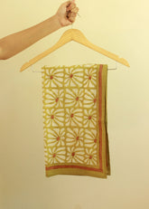 Geometric Flowers Green And White Cotton Scarf Stole