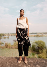 A Model Wearing Multicolor,Pure Cotton Zura Skirt Trouser curated by Only Ethikal