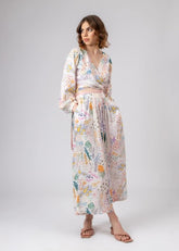 A Model Wearing Multicolor Upcycled Cotton Ana Wrap Set, curated by Only Ethikal