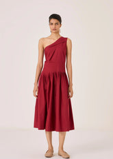 Vidura Red One Shoulder Dress