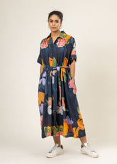 A Model Wearing Multicolor Upcycled Cotton Joan Printed Dress, curated by Only Ethikal