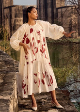 A Model Wearing White Pure Cotton Lavella Maxi Dress curated by Only Ethikal