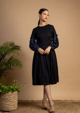 A Model Wearing Black Upcycled Cotton Sophia Black Dress, curated by Only Ethikal