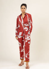 A Model Wearing Multicolor Upcycled Cotton Neal Printed Set, curated by Only Ethikal