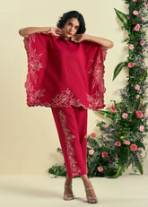 Red Jardin Kaftan Set
