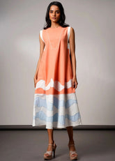 A Model Wearing Multicolor Handloom Cotton Windlower Handloom Cotton Dress, curated by Only Ethikal